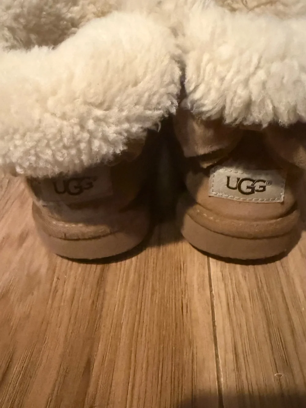 UGG kids Short Shearling-Lined Jeans in Taupe